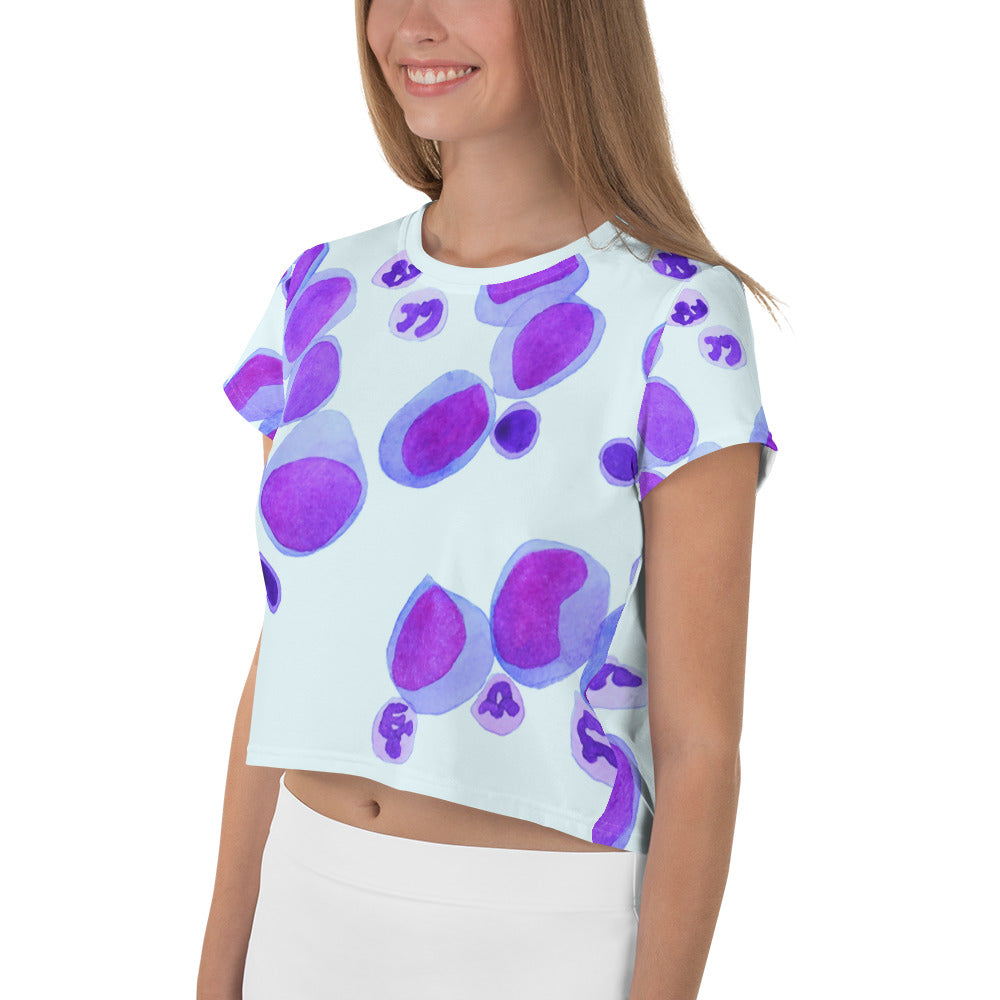 Blood cells on blue Crop Tee