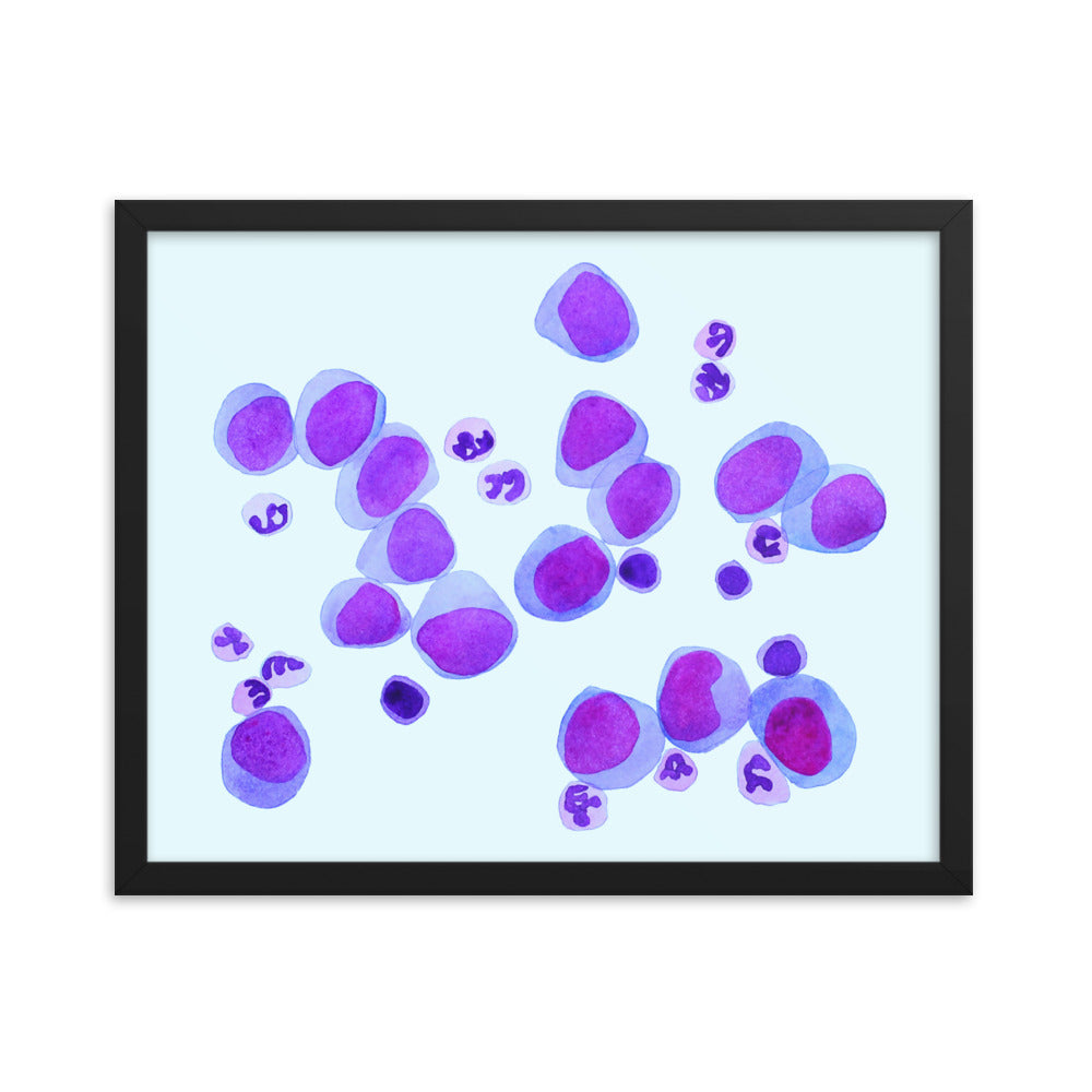 Blood cells on blue Framed poster