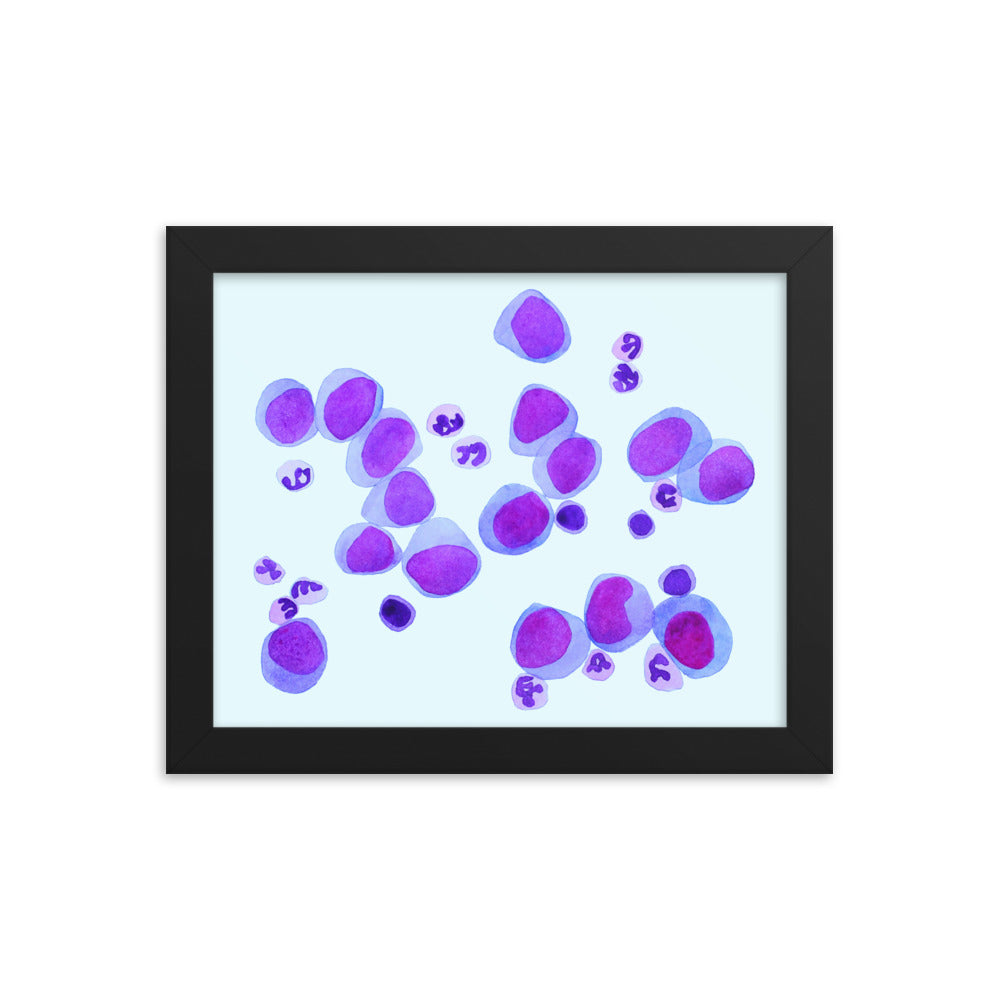 Blood cells on blue Framed poster