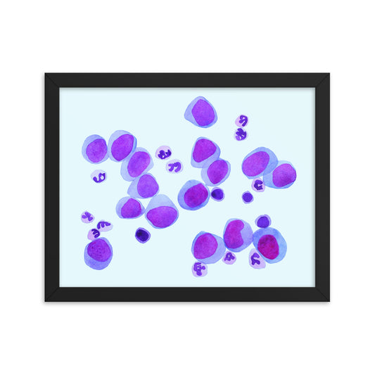 Blood cells on blue Framed poster